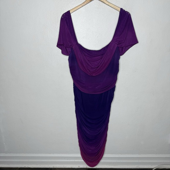New City Chic Alyssa Ombré Ruched Dress Magenta Women's US 18 Formal Stretch - Picture 1 of 8
